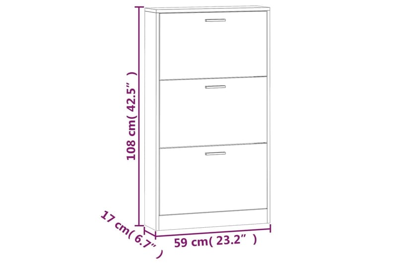 beBasic Skoskåp ek 59x17x108 cm konstruerat trä - Skoförvaring - Skoskåp