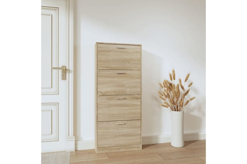 beBasic Skoskåp ek 59x17x150 cm konstruerat trä - Förvaring - Sko- & klädförvaring - Skoförvaring