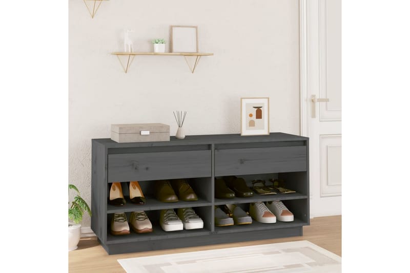 beBasic Skoskåp grå 110x34x52 cm massiv furu - Förvaring - Sko- & klädförvaring - Skoförvaring