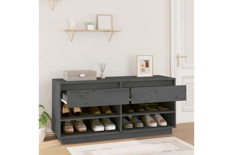 beBasic Skoskåp grå 110x34x52 cm massiv furu - Förvaring - Sko- & klädförvaring - Skoförvaring