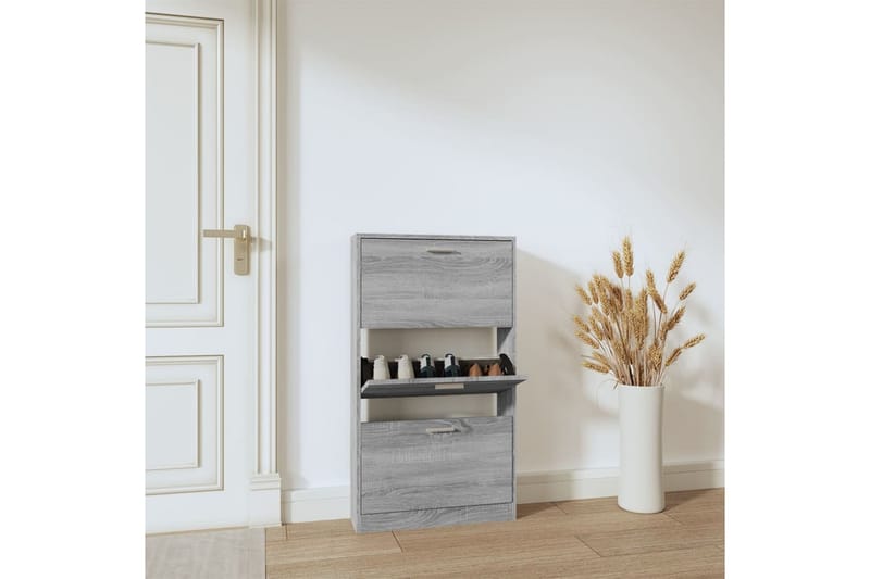 beBasic Skoskåp grå sonoma 59x17x108 cm konstruerat trä - Förvaring - Sko- & klädförvaring - Skoförvaring