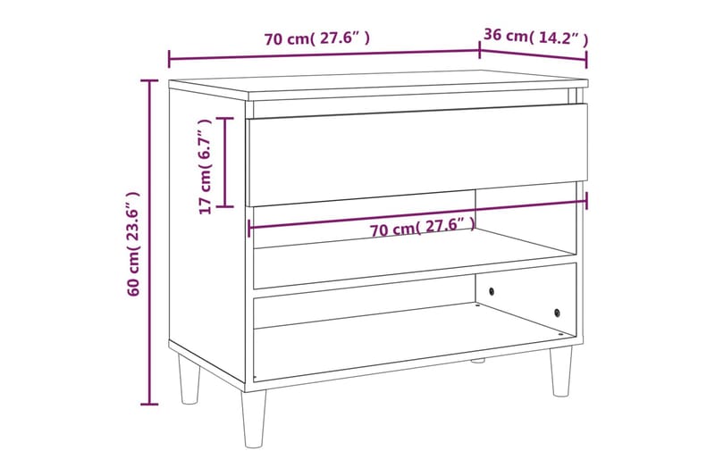 beBasic Skoskåp grå sonoma 70x36x60 cm konstruerat trä - Skoförvaring - Skoskåp