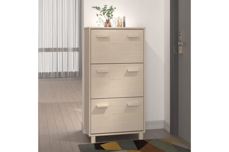 beBasic Skoskåp honungsbrun 59,5x35x117 cm massiv furu - Förvaring - Sko- & klädförvaring - Skoförvaring