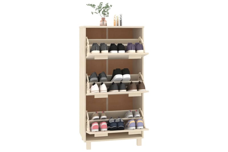 beBasic Skoskåp honungsbrun 59,5x35x117 cm massiv furu - Förvaring - Sko- & klädförvaring - Skoförvaring