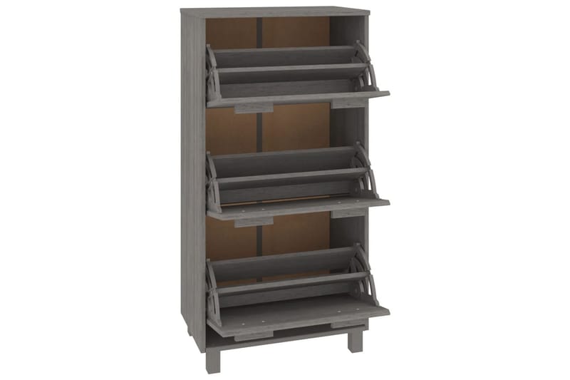 beBasic Skoskåp ljusgrå 59,5x35x117 cm massiv furu - Förvaring - Sko- & klädförvaring - Skoförvaring