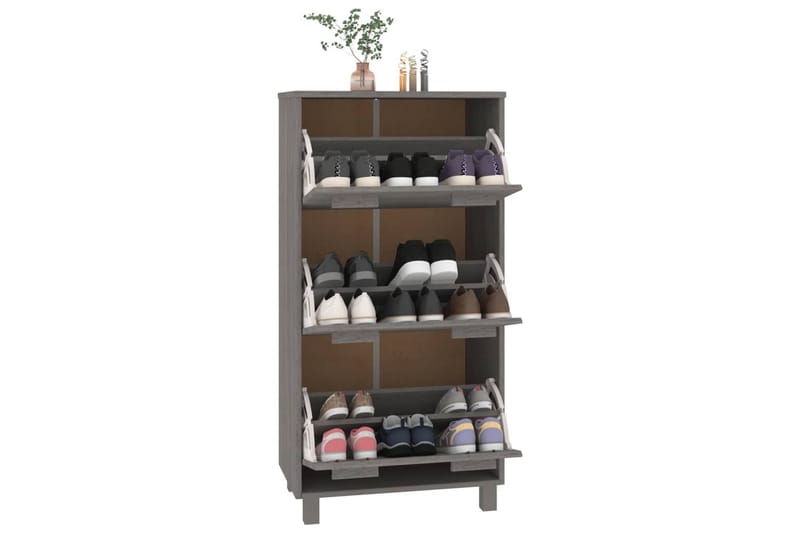 beBasic Skoskåp ljusgrå 59,5x35x117 cm massiv furu - Förvaring - Sko- & klädförvaring - Skoförvaring
