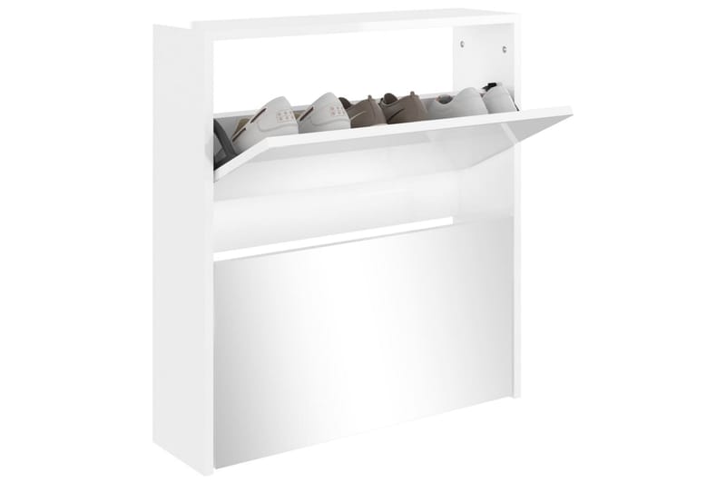 beBasic Skoskåp med 2 skåp högglans vit 63x17x67 cm - Förvaring - Sko- & klädförvaring - Skoförvaring
