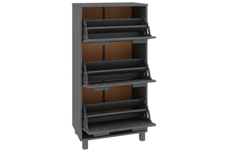 beBasic Skoskåp mörkgrå 59,5x35x117 cm massiv furu - Förvaring - Sko- & klädförvaring - Skoförvaring