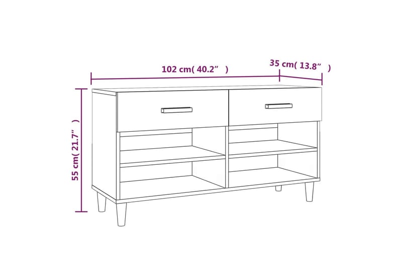 beBasic Skoskåp svart 102x35x55 cm konstruerat trä - Förvaring - Sko- & klädförvaring - Skoförvaring