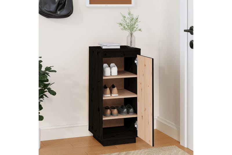 beBasic Skoskåp svart 35x35x80 cm massiv furu - Förvaring - Sko- & klädförvaring - Skoförvaring