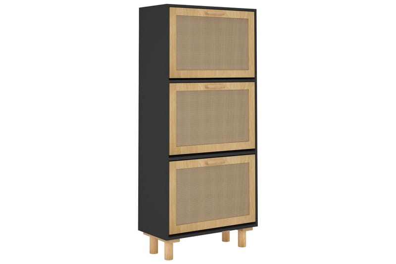 beBasic Skoskåp svart 52x25x115 cm konstruerat trä & naturlig rotting - Förvaring - Sko- & klädförvaring - Skoförvaring