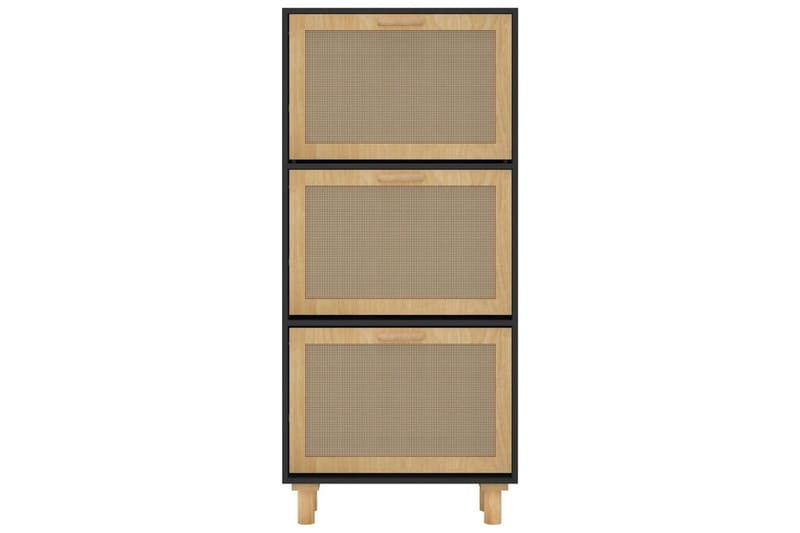 beBasic Skoskåp svart 52x25x115 cm konstruerat trä & naturlig rotting - Förvaring - Sko- & klädförvaring - Skoförvaring
