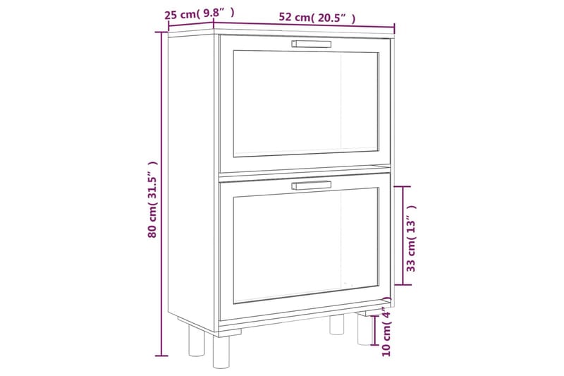 beBasic Skoskåp svart 52x25x80 cm konstruerat trä & naturlig rotting - Förvaring - Sko- & klädförvaring - Skoförvaring