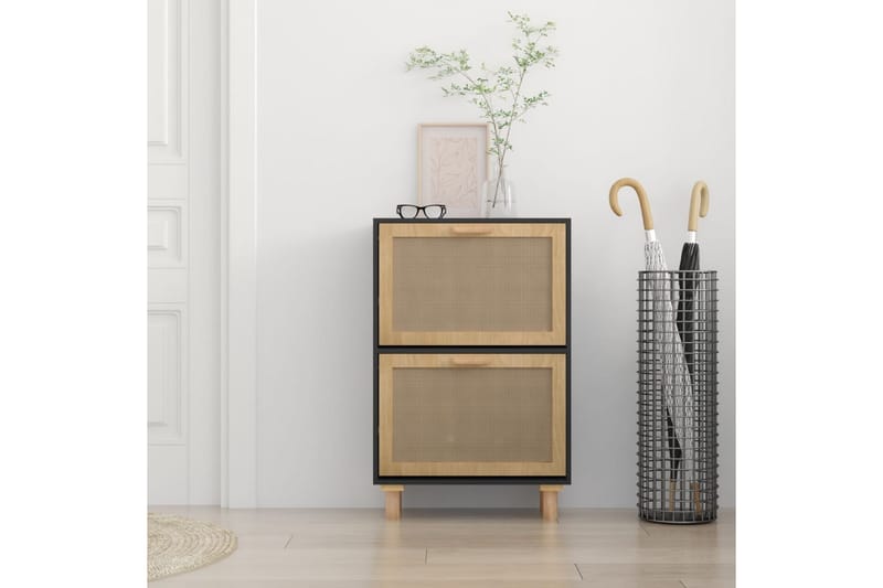 beBasic Skoskåp svart 52x25x80 cm konstruerat trä & naturlig rotting - Förvaring - Sko- & klädförvaring - Skoförvaring