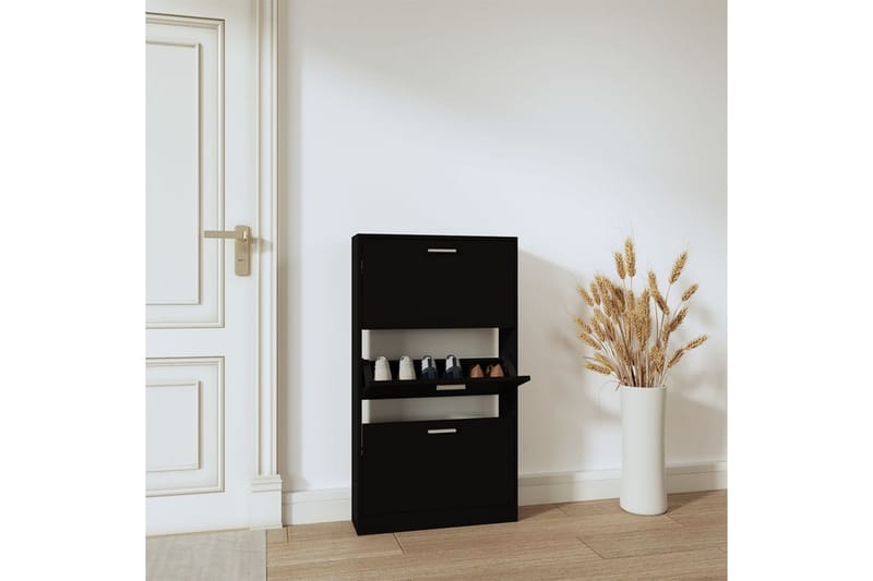 beBasic Skoskåp svart 59x17x108 cm konstruerat trä - Förvaring - Sko- & klädförvaring - Skoförvaring