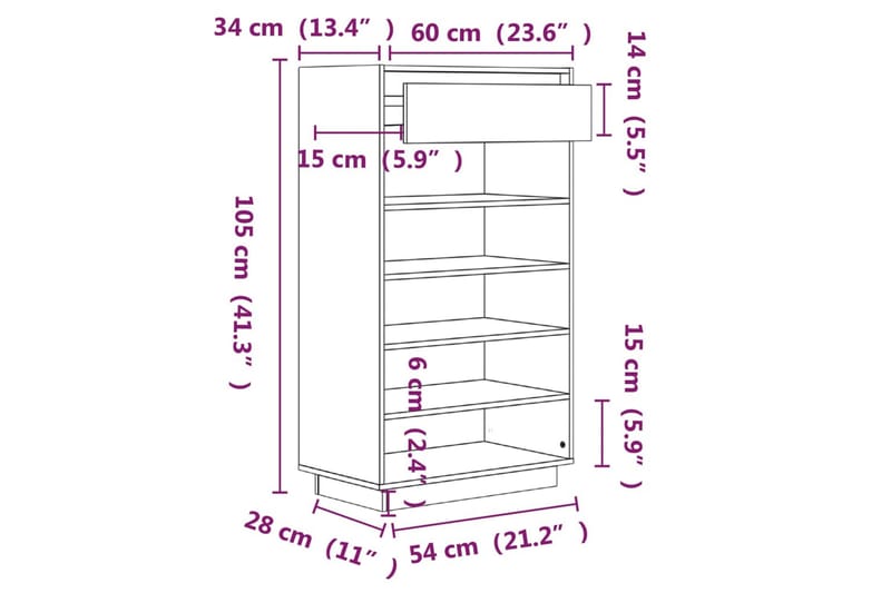 beBasic Skoskåp svart 60x34x105 cm massiv furu - Förvaring - Sko- & klädförvaring - Skoförvaring