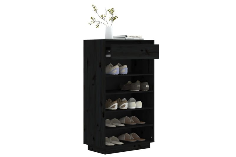 beBasic Skoskåp svart 60x34x105 cm massiv furu - Förvaring - Sko- & klädförvaring - Skoförvaring