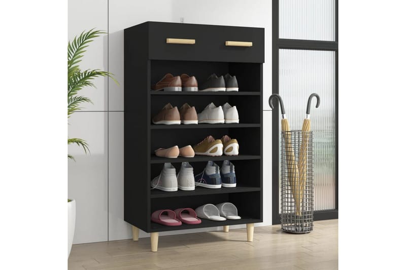 beBasic Skoskåp svart 60x35x105 cm konstruerat trä - Förvaring - Sko- & klädförvaring - Skoförvaring