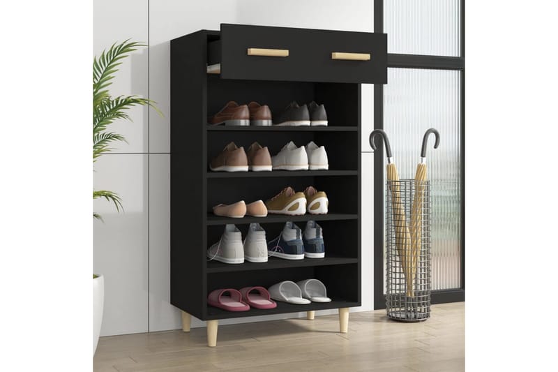 beBasic Skoskåp svart 60x35x105 cm konstruerat trä - Förvaring - Sko- & klädförvaring - Skoförvaring