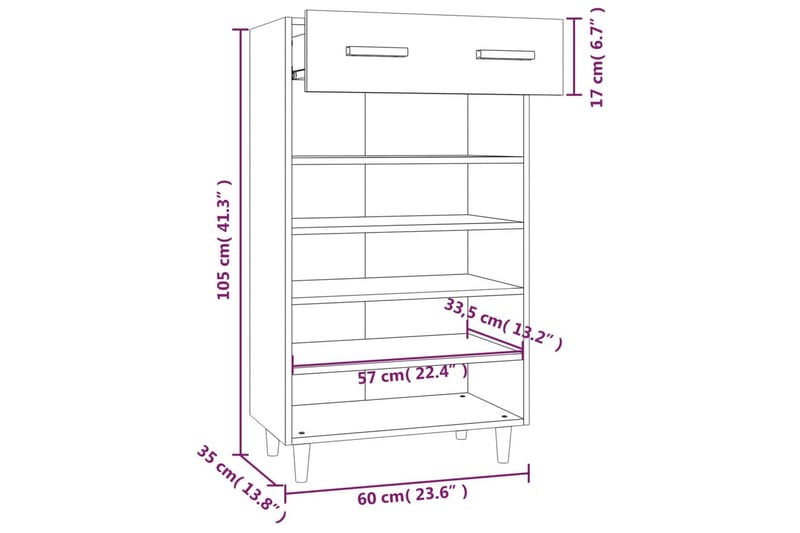 beBasic Skoskåp svart 60x35x105 cm konstruerat trä - Förvaring - Sko- & klädförvaring - Skoförvaring