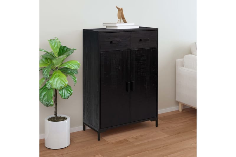beBasic Skoskåp svart 75x40x110 cm massiv återvunnen furu - Förvaring - Sko- & klädförvaring - Skoförvaring