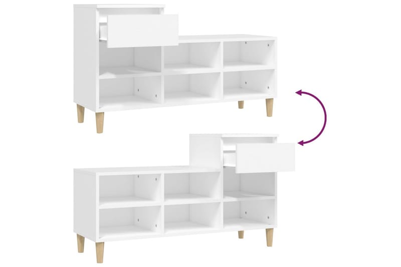 beBasic Skoskåp vit 102x36x60 cm konstruerat trä - Förvaring - Sko- & klädförvaring - Skoförvaring