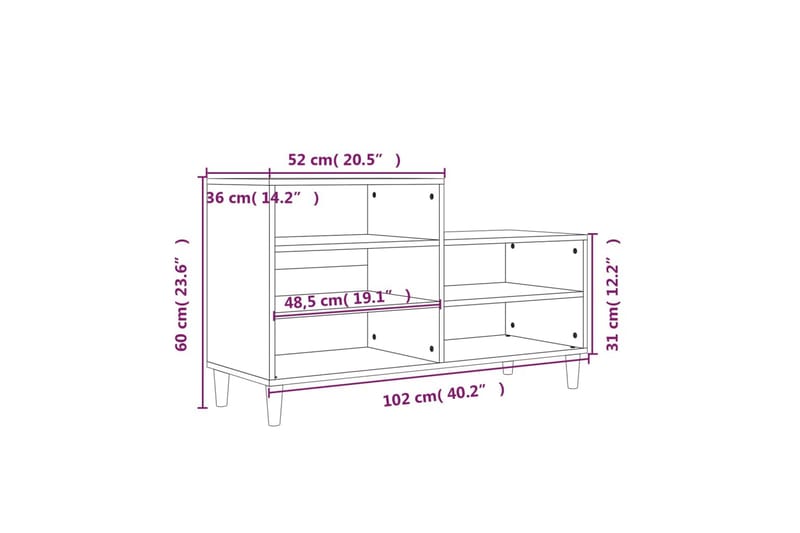 beBasic Skoskåp vit 102x36x60 cm konstruerat trä - Förvaring - Sko- & klädförvaring - Skoförvaring