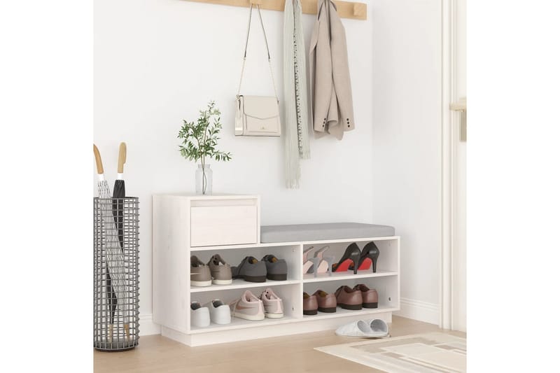 beBasic Skoskåp vit 110x34x61 cm massiv furu - Förvaring - Sko- & klädförvaring - Skoförvaring