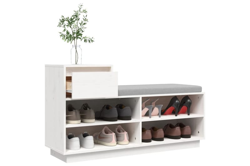 beBasic Skoskåp vit 110x34x61 cm massiv furu - Förvaring - Sko- & klädförvaring - Skoförvaring