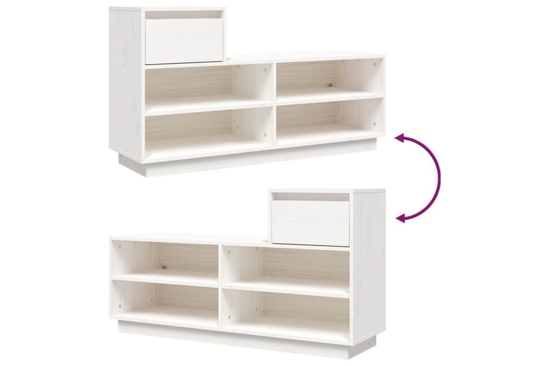 beBasic Skoskåp vit 110x34x61 cm massiv furu - Förvaring - Sko- & klädförvaring - Skoförvaring