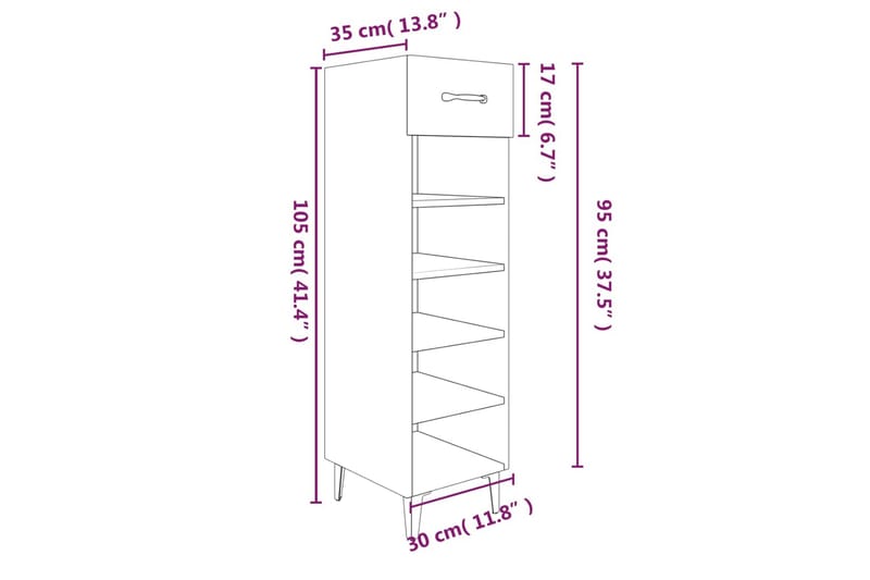 beBasic Skoskåp vit 30x35x105 cm konstruerat trä - Förvaring - Sko- & klädförvaring - Skoförvaring