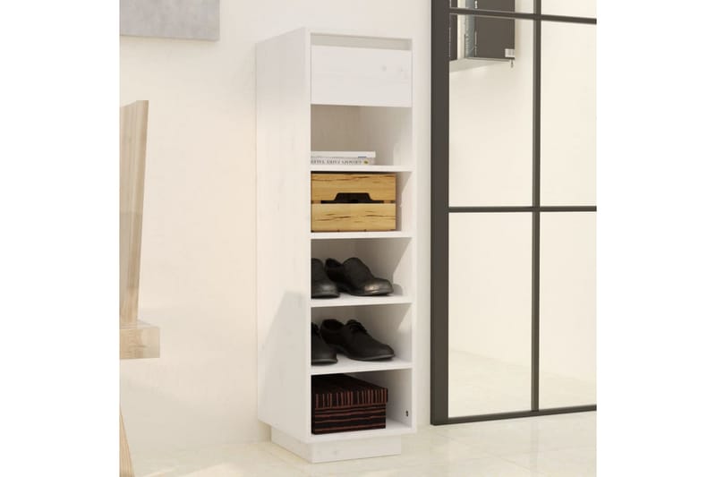 beBasic Skoskåp vit 34x30x105 cm massiv furu - Förvaring - Sko- & klädförvaring - Skoförvaring