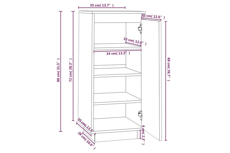 beBasic Skoskåp vit 35x35x80 cm massiv furu - Förvaring - Sko- & klädförvaring - Skoförvaring