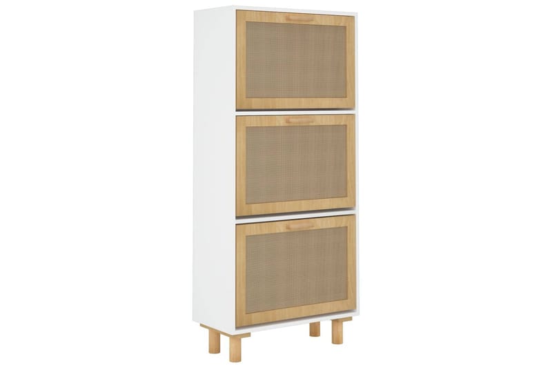 beBasic Skoskåp Vit 52x25x115 cm konstruerat trä & naturlig rotting - Förvaring - Sko- & klädförvaring - Skoförvaring