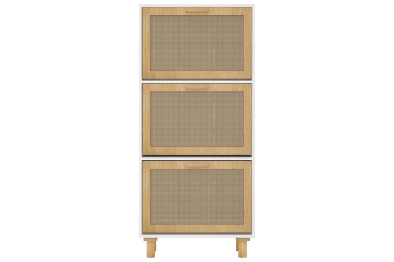 beBasic Skoskåp Vit 52x25x115 cm konstruerat trä & naturlig rotting - Förvaring - Sko- & klädförvaring - Skoförvaring