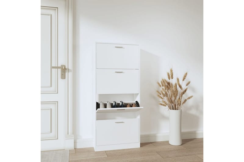 beBasic Skoskåp vit 59x17x150 cm konstruerat trä - Förvaring - Sko- & klädförvaring - Skoförvaring
