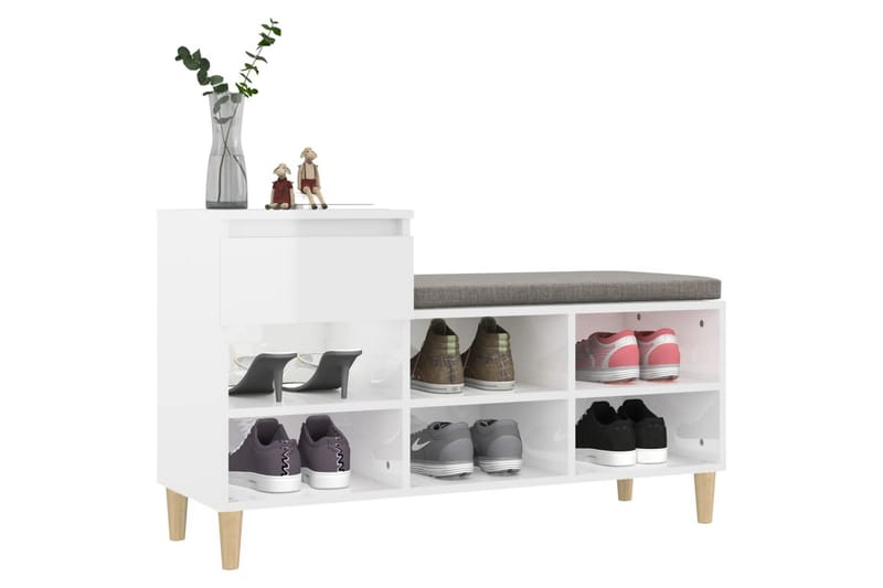 beBasic Skoskåp vit högglans 102x36x60 cm konstruerat trä - Förvaring - Sko- & klädförvaring - Skoförvaring