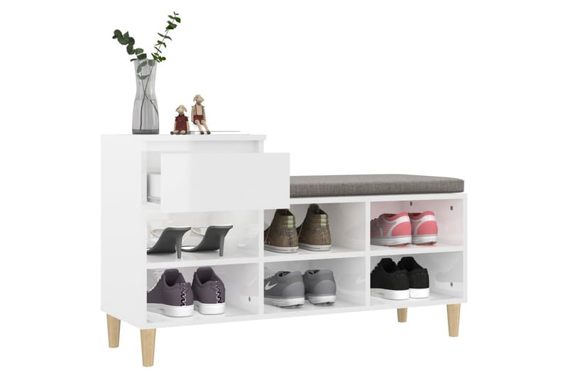 beBasic Skoskåp vit högglans 102x36x60 cm konstruerat trä - Förvaring - Sko- & klädförvaring - Skoförvaring