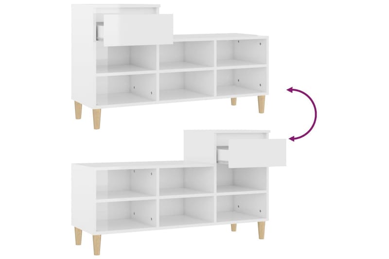 beBasic Skoskåp vit högglans 102x36x60 cm konstruerat tr�ä - Förvaring - Sko- & klädförvaring - Skoförvaring