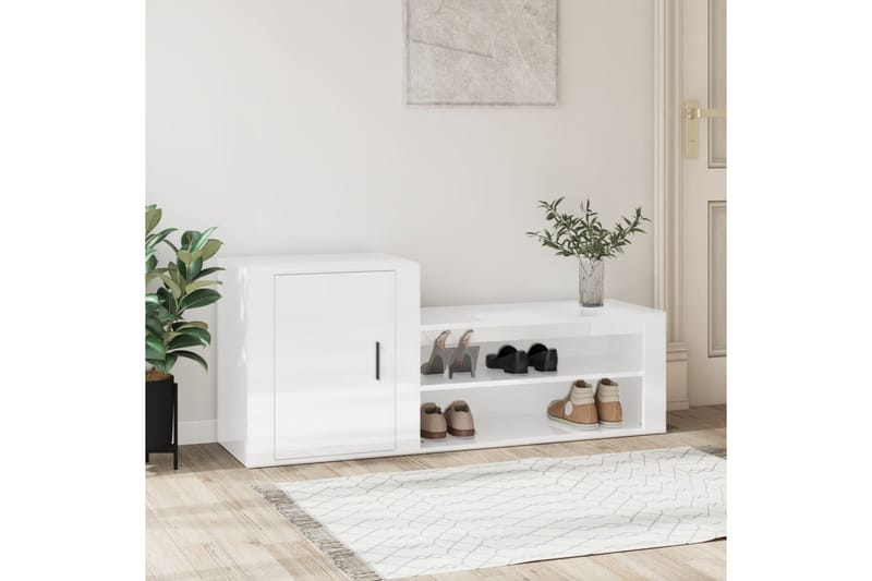 beBasic Skoskåp vit högglans 130x35x54 cm konstruerat trä - Förvaring - Sko- & klädförvaring - Skoförvaring