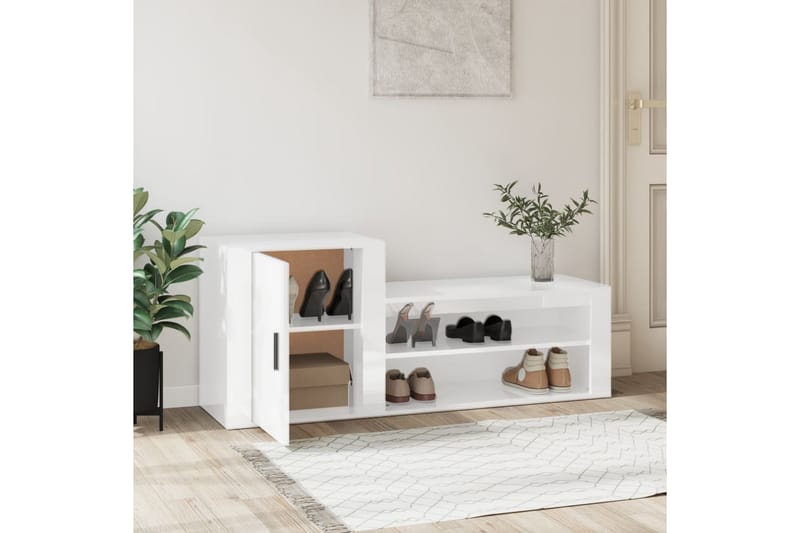 beBasic Skoskåp vit högglans 130x35x54 cm konstruerat trä - Förvaring - Sko- & klädförvaring - Skoförvaring