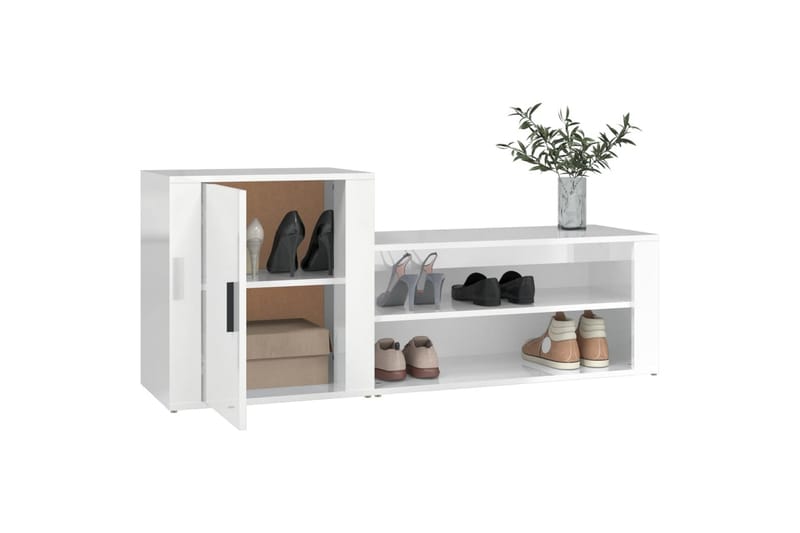 beBasic Skoskåp vit högglans 130x35x54 cm konstruerat trä - Förvaring - Sko- & klädförvaring - Skoförvaring