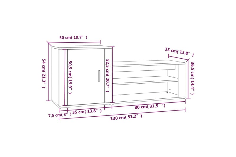 beBasic Skoskåp vit högglans 130x35x54 cm konstruerat trä - Förvaring - Sko- & klädförvaring - Skoförvaring