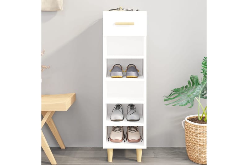 beBasic Skoskåp vit högglans 30x35x105 cm konstruerat trä - Förvaring - Sko- & klädförvaring - Skoförvaring