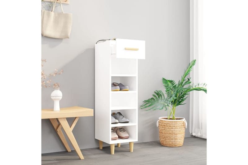 beBasic Skoskåp vit högglans 30x35x105 cm konstruerat trä - Förvaring - Sko- & klädförvaring - Skoförvaring
