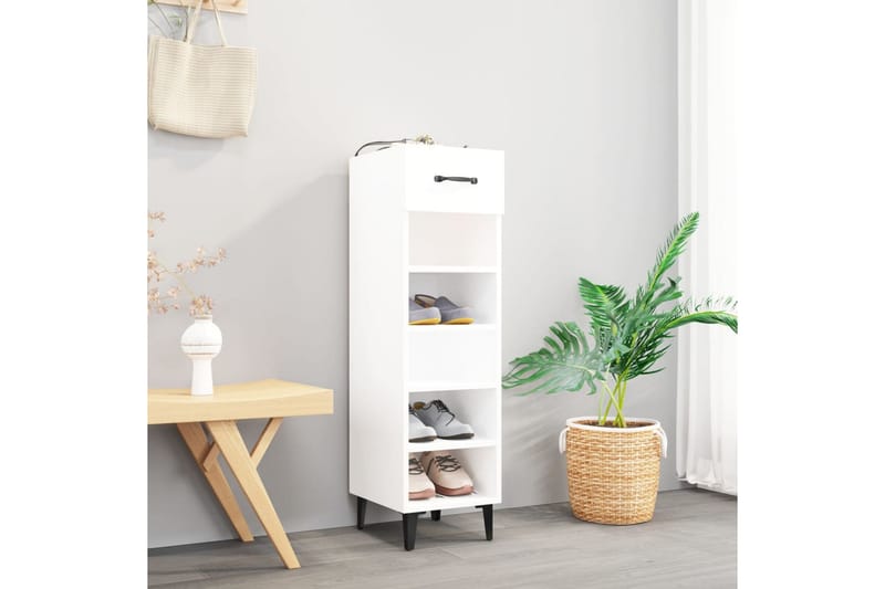beBasic Skoskåp vit högglans 30x35x105 cm konstruerat trä - Förvaring - Sko- & klädförvaring - Skoförvaring