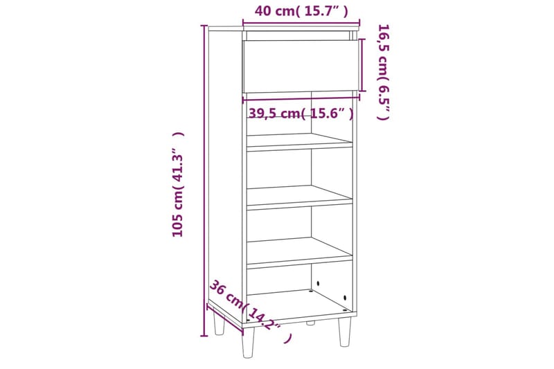 beBasic Skoskåp vit högglans 40x36x105 cm konstruerat trä - Förvaring - Sko- & klädförvaring - Skoförvaring