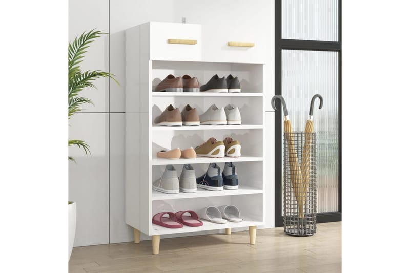 beBasic Skoskåp vit högglans 60x35x105 cm konstruerat trä - Förvaring - Sko- & klädförvaring - Skoförvaring