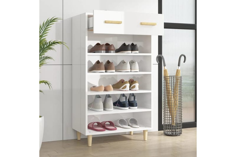 beBasic Skoskåp vit högglans 60x35x105 cm konstruerat trä - Förvaring - Sko- & klädförvaring - Skoförvaring