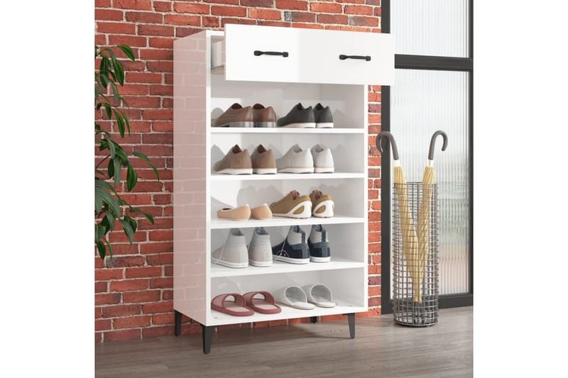 beBasic Skoskåp vit högglans 60x35x105 cm konstruerat trä - Förvaring - Sko- & klädförvaring - Skoförvaring